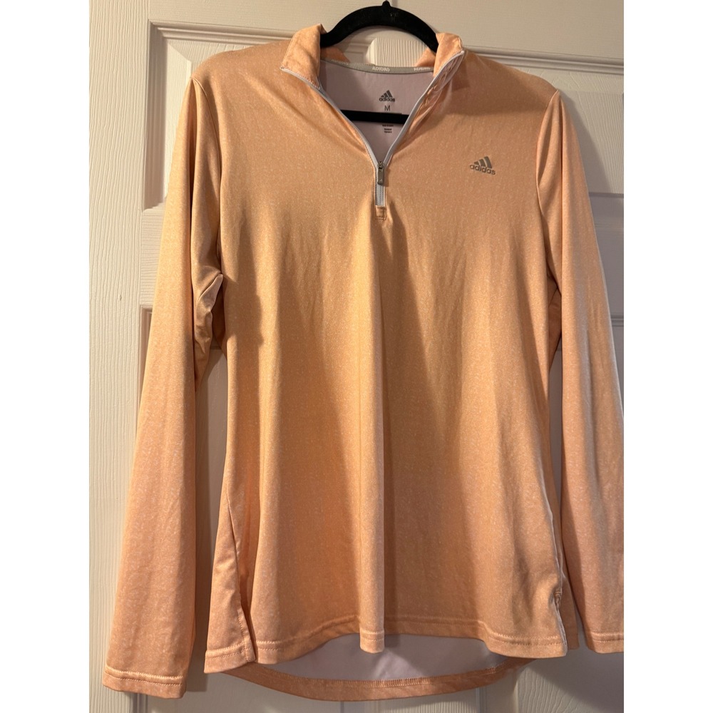 Adidas Pullover Womens M Orange Golf 1/4 Zip Space Dye Performance Activewear